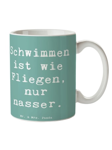 Mr. & Mrs. Panda Kaffeetasse Spruch Schwimmen wie Fliegen mit Sp... in Meeresbrise