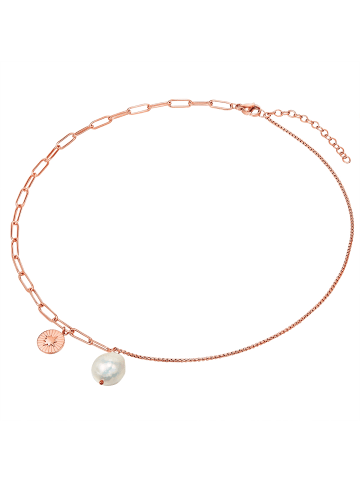Valero Pearls Halskette Edelstahl Süßwasser-Zuchtperle in roségold