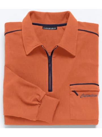 WITT WEIDEN Langarm-Poloshirt in terrakotta