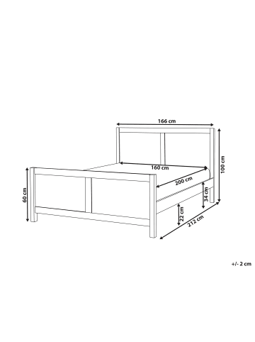 Beliani Doppelbett CHAMPAGNAT in Braun - (W) 166 x (H) 100 x (L) 212 cm