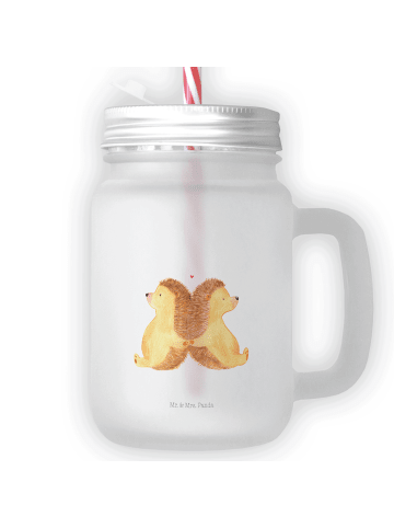 Mr. & Mrs. Panda Trinkglas Mason Jar Igel händchenhaltend ohne S... in Transparent