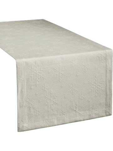 REDBEST Jacquard Tischläufer Snowflake in hellgrau