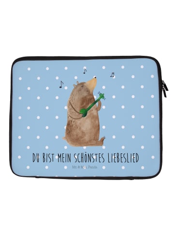 Mr. & Mrs. Panda Laptop Tasche Bär Lied mit Spruch in Blau Pastell