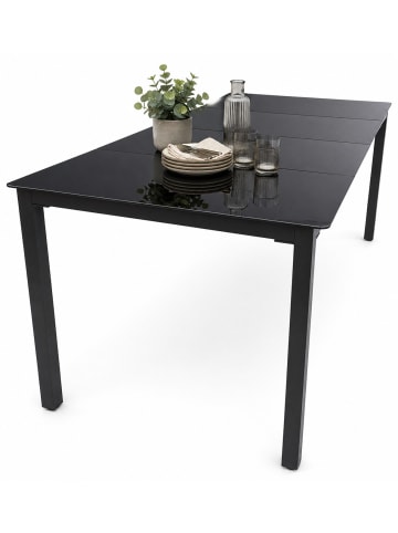 VCM 7-tlg Sitzgruppe Gartenmöbel Tisch Stühle Set 190S in Schwarz