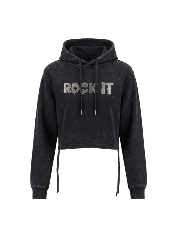 myMo ROCKS Women Hoodie in Black Stone Wash
