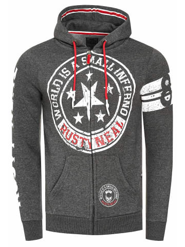 Rusty Neal Sweat Jacke mit Front-Prints in Anthrazit