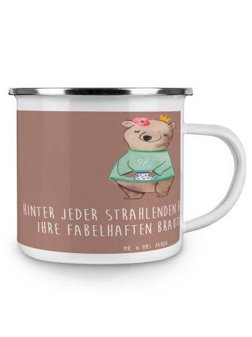 Mr. & Mrs. Panda Teetasse Fabelhafte Brautjungfern mit Spruch in Braun Pastell