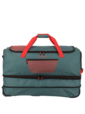 travelite Basics - Rollenreisetasche 98/119L 70 cm erw. (schwarz/petrol) in grün/orange