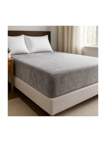 COFI 1453 Plüsch Spannbettlaken mit Rundumgummizug - Cashmere Touch 180 gsm in Grau