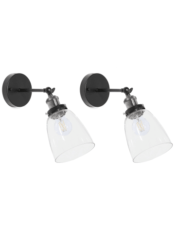 Beliani 2er-Set Wandleuchten LOVAT in Schwarz/Transparent