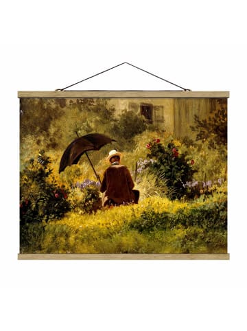 WALLART Stoffbild - Carl Spitzweg - Der Maler im Garten in Grün