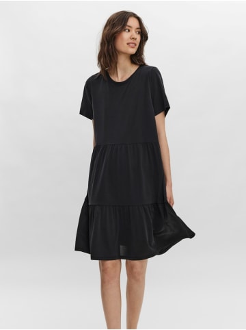 Vero Moda Kurzes Kurzarm Tunika Blusenkleid mit Rüschen VMFILLI in Schwarz