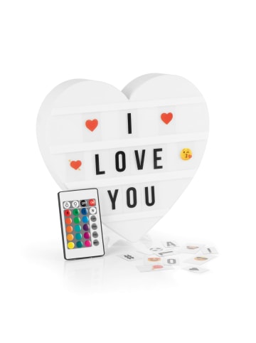 EASYmaxx LED-Leuchtkasten Herz 4,5V weiß 173 Buchstaben & 150 Moodjis  Weiß