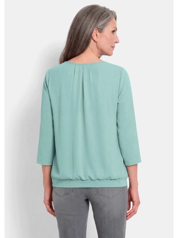 GOLDNER Kurzgröße:  Chiffon-Shirt mit 3/4-Arm, Rundhals in mint