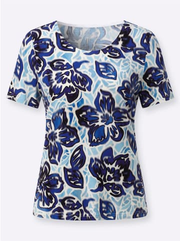 WITT WEIDEN Kurzarmshirt in royalblau-marine-bedruckt