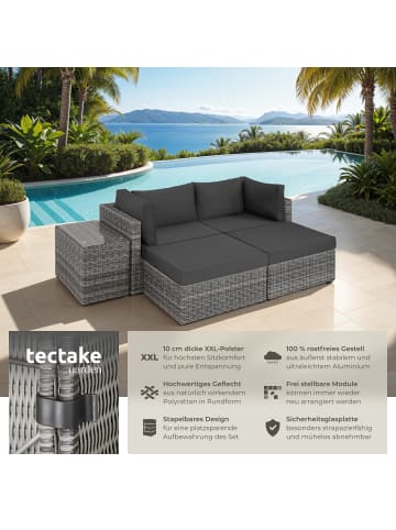 tectake Rattan Sitzgruppe mit Sicherheitsglasplatte, hochwertiges Geflecht