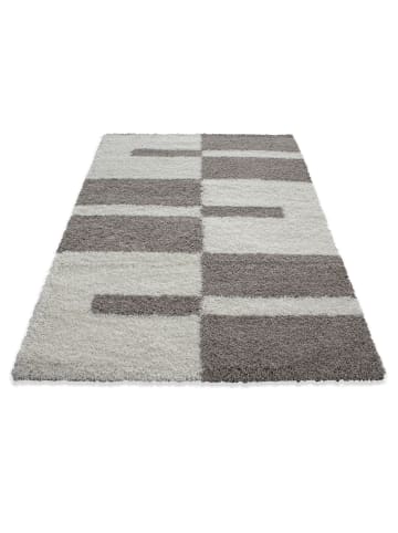 KADIMA DESIGN Teppich Hochflor Shaggy Karo Design Polypropylen Wohnzimmer in Beige