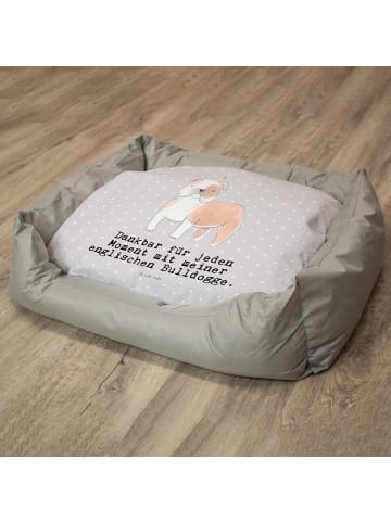 Mr. & Mrs. Panda Hundesofa Englische Bulldogge Moment mit Spruch in Grau Pastell