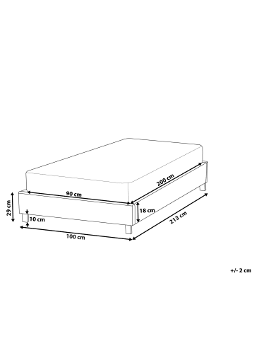 Beliani Einzelbett ROANNE in Beige/Braun - (W) 100 x (H) 29 x (L) 213 cm