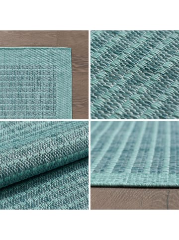 KADIMA DESIGN Teppich Outdoor Waschbar Einfarbig DAFNE Strapazierfähig OEKO-TEX in Blau