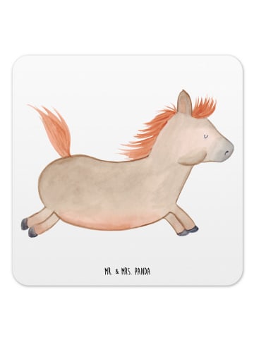 Mr. & Mrs. Panda Untersetzer für Gläser Pferd Springen ohne Spruch in Weiß