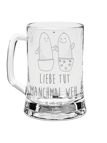 Mr. & Mrs. Panda Bierkrug Kaktus Liebe mit Spruch in Transparent