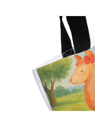 Mr. & Mrs. Panda Stofftasche Alpaka Stolz Design ohne Spruch in Weiß