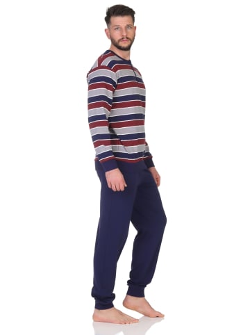 NORMANN Schlafanzug lang Pyjama Bündchen Kuschel interlock - 86911 in rot