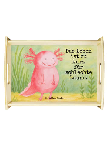 Mr. & Mrs. Panda Serviertablett Axolotl Glücklich Design mit Spruch in Weiß