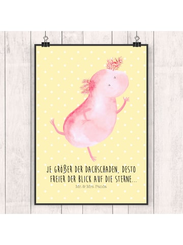 Mr. & Mrs. Panda Poster Axolotl Tanzen mit Spruch in Gelb Pastell