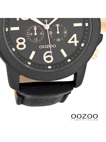 Oozoo Analog-Armbanduhr Oozoo Timepieces schwarz extra groß (ca. 46mm)