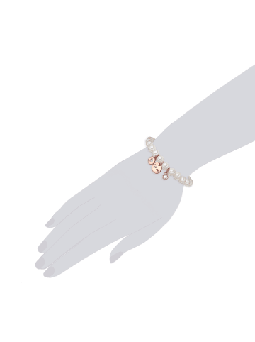 Lulu & Jane Armband roségold Muschelkernperle weiß Glaskristall weiß in weiß