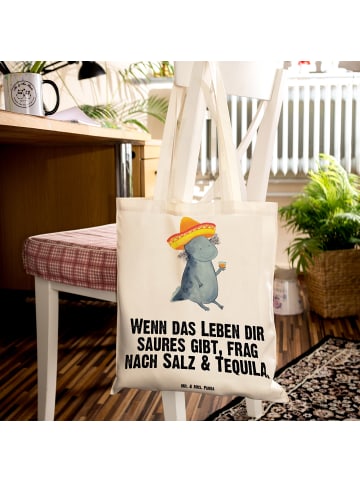 Mr. & Mrs. Panda Shopping Tasche Axolotl Tequila mit Spruch in Creme