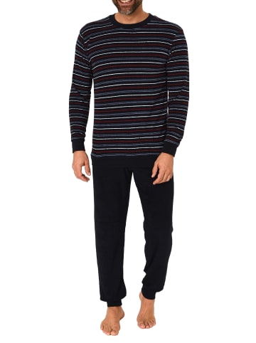 NORMANN Frottee Schlafanzug lang Pyjama RingelMuster - 82359 in rot