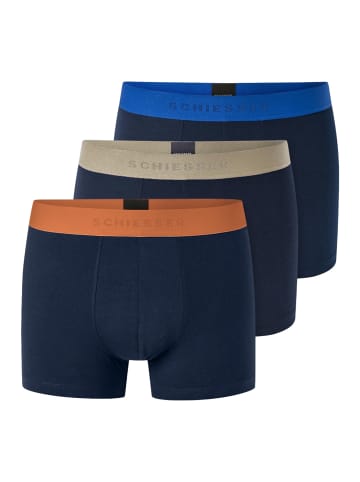Schiesser Retro Short / Pant 95/5 Cotton in Dunkelblau / orange / beige