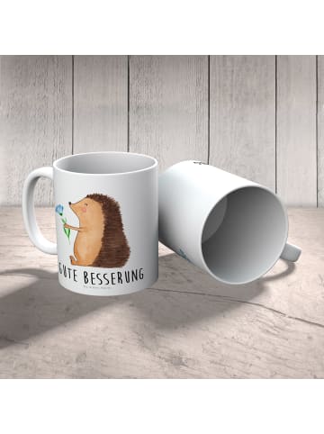Mr. & Mrs. Panda Kindertasse Igel Blumen mit Spruch in Weiß