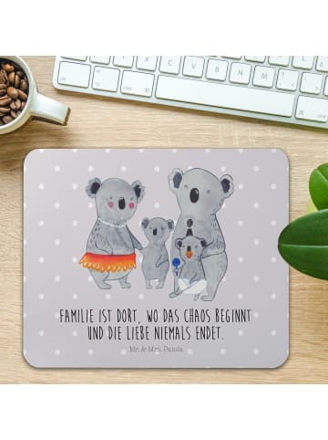 Mr. & Mrs. Panda Mousepad Koala Familie mit Spruch in Grau Pastell