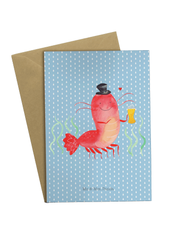 Mr. & Mrs. Panda Beileidskarte Hummer Weizen ohne Spruch in Blau Pastell