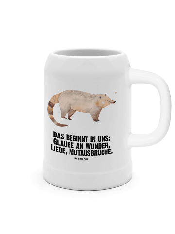 Mr. & Mrs. Panda Bierkrug Nasenbär mit Spruch in Weiß