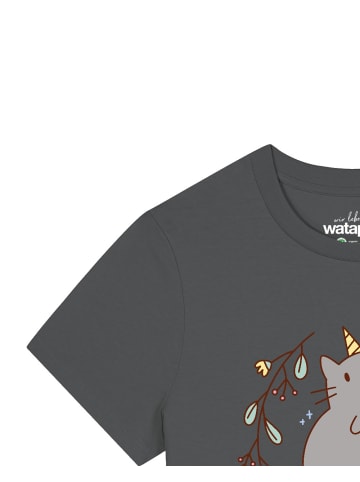 wat? Apparel T-Shirt Unicorn Cat in Grau