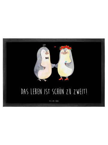 Mr. & Mrs. Panda Schmutzfangmatte Pinguin Heirat mit Spruch in Schwarz