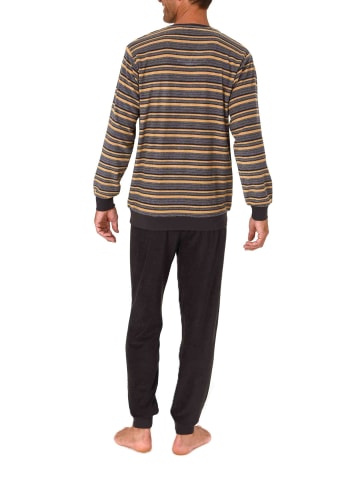 NORMANN Langarm Schlafanzug Frottee Bündchen in orange