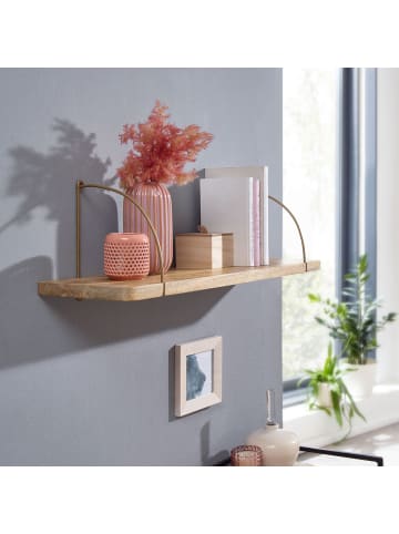 KADIMA DESIGN Wandregal: Industrie-Stil, Mango Massivholz/Eisen, 80x25x22 cm