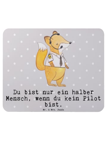 Mr. & Mrs. Panda Mousepad Pilot Herz mit Spruch in Grau Pastell