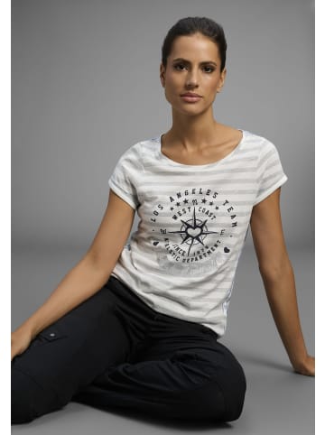 Kangaroos Print-Shirt in grau-weiß-gestreift