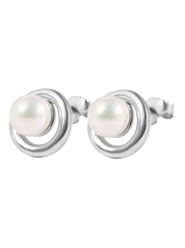 Adeliás Damen Ohrringe – Ohrstecker aus 925 Silber mit Süßwasserperle in silber