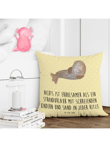 Mr. & Mrs. Panda Sofa Kissen Sommerchaos mit Spruch in Gelb Pastell