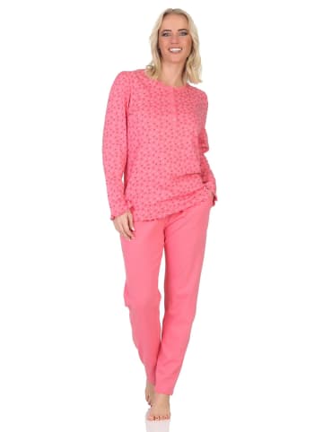 NORMANN Langarm Schlafanzug Pyjama Minimalprint - 86991 in beere