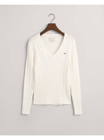 Gant V-Ausschnitt-Pullover in Eggshell