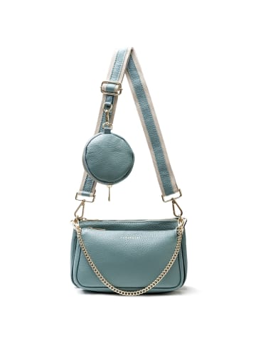 Lazarotti Milano Leather Umhängetasche Leder 23 cm in mineral blue